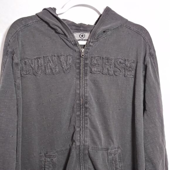 Vintage Y2k Converse All Star Slub Cotton Full Zip Hoodie Grey  Size L - Picture 2 of 10